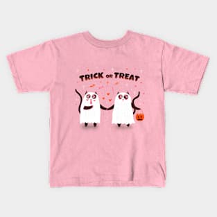 Trick or treat. Black ghost cats Halloween illustration Kids T-Shirt